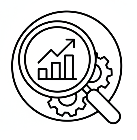 create an icon for Customized SEO Strategies in black and white with white background